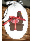 Motif de broderie machine Poule de pâques appliqué 10x10 cm