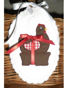 Motif de broderie machine Poule de pâques appliqué 10x10 cm