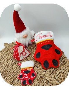 Motif de broderie machine  ITH patte de Noël personnalisable