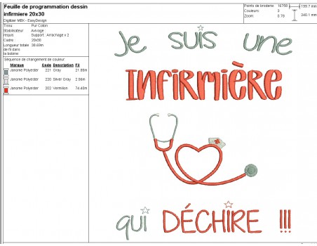 Motif de broderie  machine infirmière qui déchire