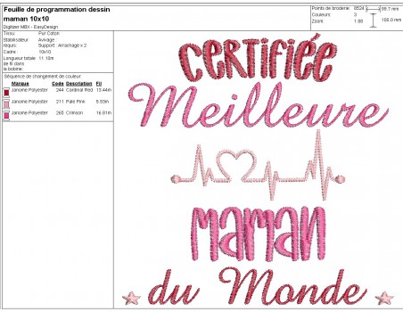 Motif de broderie  machine meilleure maman