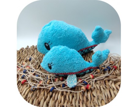 Motif de broderie machine  doudou baleine ith