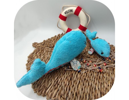 Motif de broderie machine  doudou baleine ith