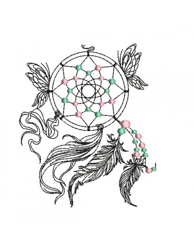 Machine embroidery design redwork butterfly dream Catcher