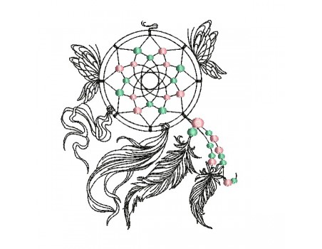 Machine embroidery design redwork butterfly dream Catcher