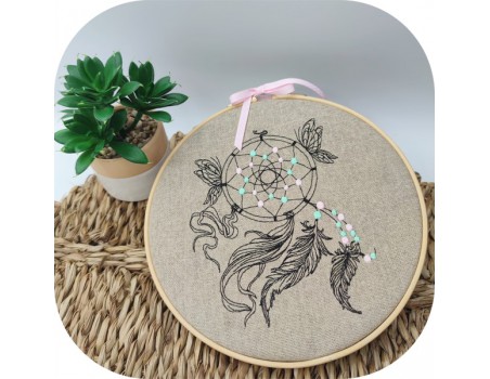 Machine embroidery design redwork butterfly dream Catcher