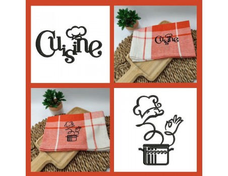 machine embroidery design kitchen text