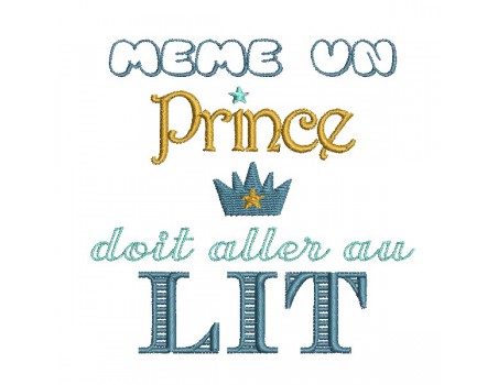 Motif de broderie machine prince au lit