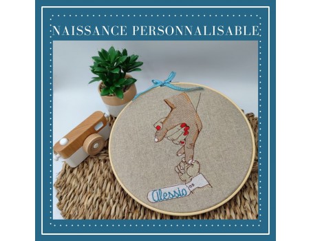 Motif de broderie machine  naissance famille personnalisable