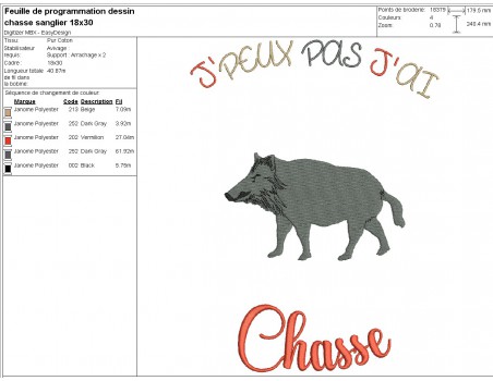 machine embroidery design hunting boar