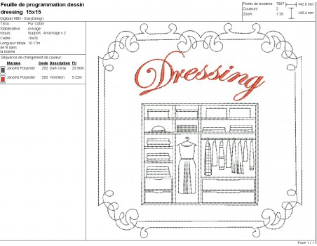 Motif de broderie machine dressing