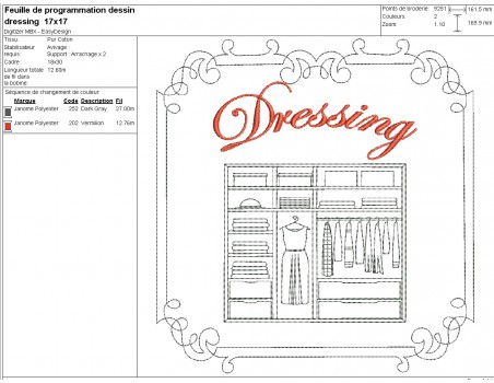 Motif de broderie machine dressing