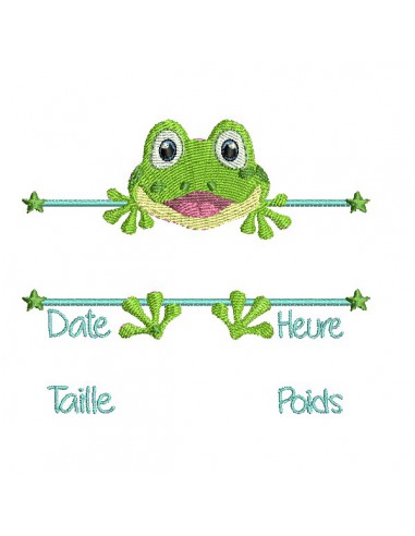 machine embroidery design customizable birth journal frog boy