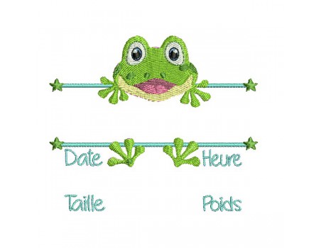 machine embroidery design customizable birth journal frog boy