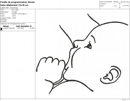 machine embroidery design  nursing baby