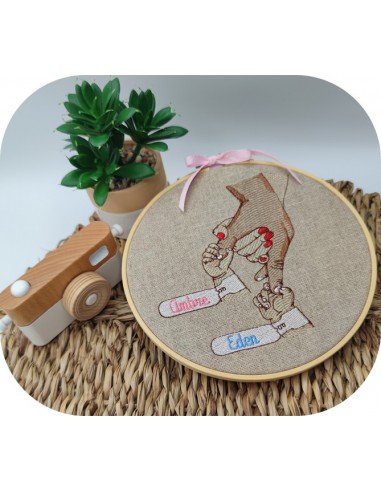 Motif de broderie machine  naissance jumeaux personnalisable