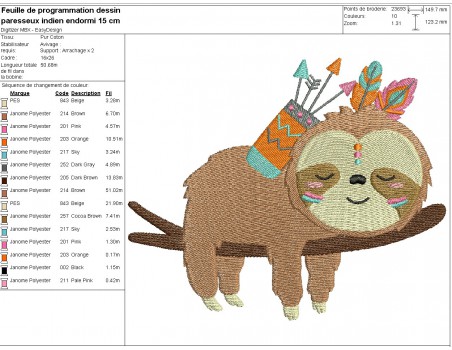 machine embroidery design machine  Sloth sleeping