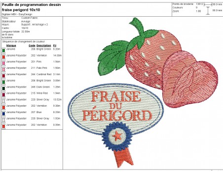 machine embroidery design strawberry