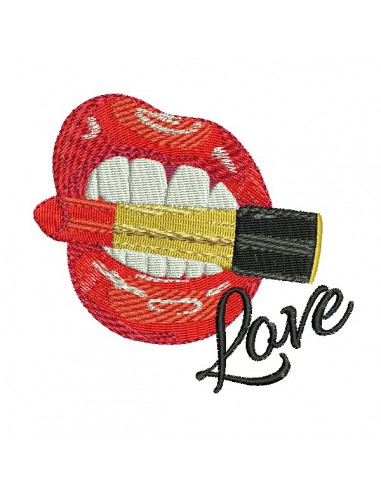 machine embroidery design mouth with lipstick