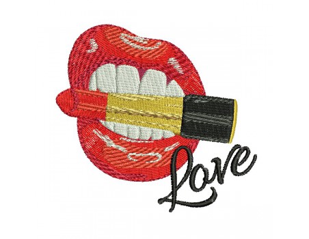 machine embroidery design mouth with lipstick