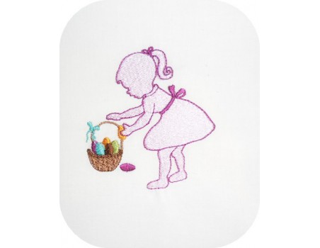 Instant download machine embroidery  silhouette girl easter