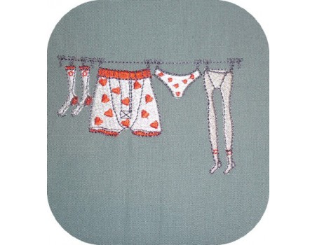 Motif de broderie machine petit linge sur corde