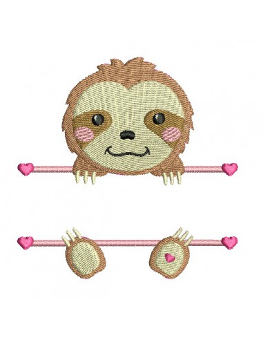 machine embroidery  design sloth to customize for girl