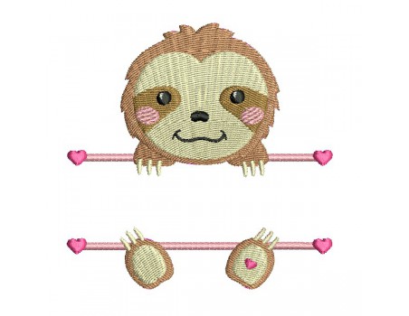 machine embroidery  design sloth to customize for girl