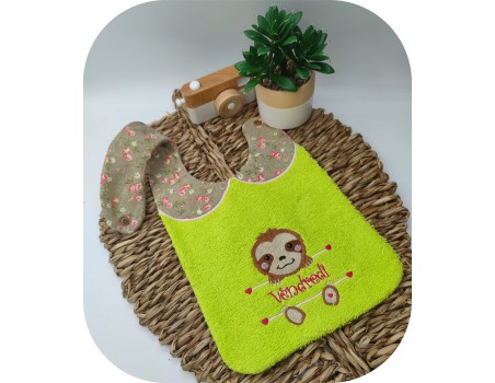 machine embroidery  design sloth to customize for girl