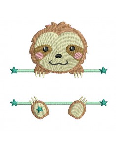machine embroidery  design sloth to customize for boy