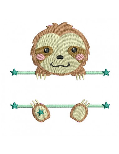 machine embroidery  design sloth to customize for boy