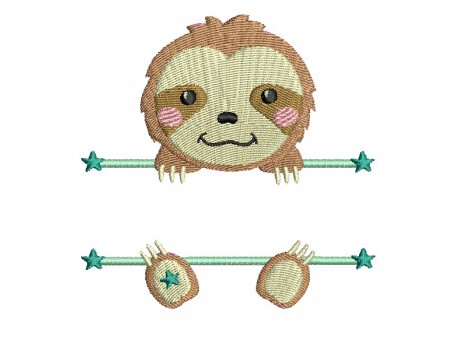 machine embroidery  design sloth to customize for boy