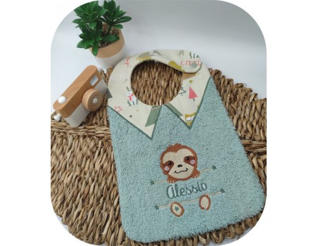 machine embroidery  design sloth to customize for boy