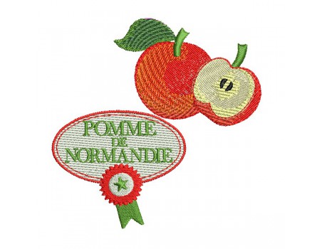 Motif de broderie machine  pomme de Normandie
