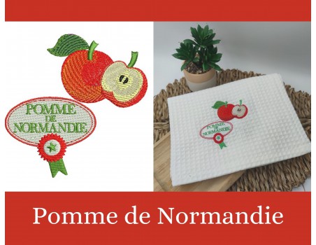 Motif de broderie machine  pomme de Normandie