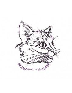 Motif de broderie machine chat 