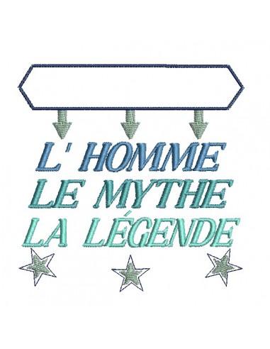 Motif de broderie machine l'homme, le mythe, la légende personnalisable