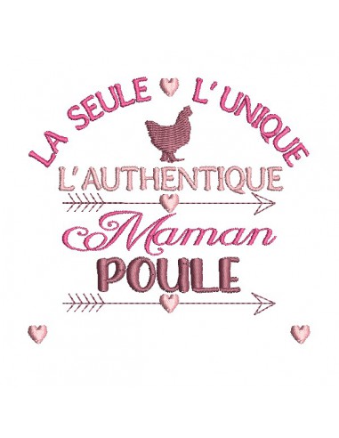 Motif de broderie machine maman poule personnalisable