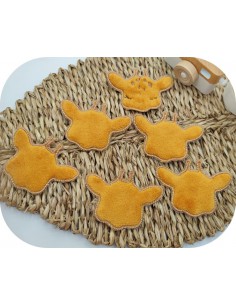 Motif de broderie machine  lingettes tête de girafe en ITH