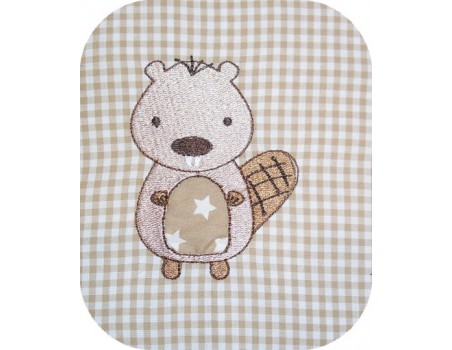 Instant download machine embroidery  applique  beaver