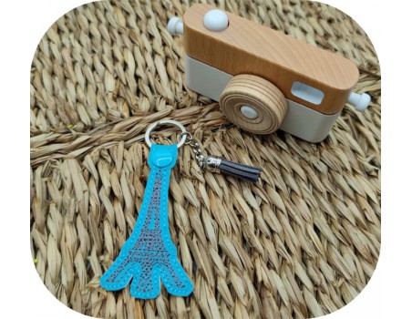 machine embroidery  design ith  key ring  Eiffel Tower