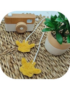 Motif de broderie machine  ITH tête de girafe en finition de liens