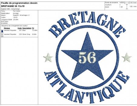 machine embroidery design department 56 of Bretagne