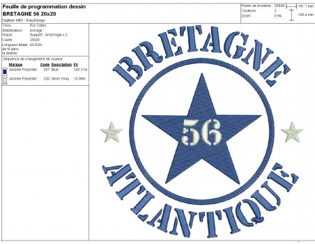 machine embroidery design department 56 of Bretagne