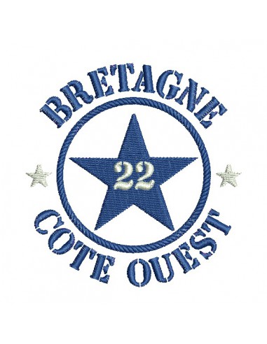 Motif de broderie  machine  étoile département 22 Bretagne