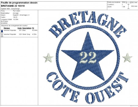 machine embroidery design department 22 of Bretagne