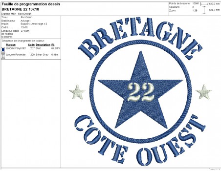 machine embroidery design department 22 of Bretagne