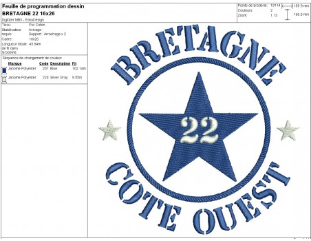 machine embroidery design department 22 of Bretagne