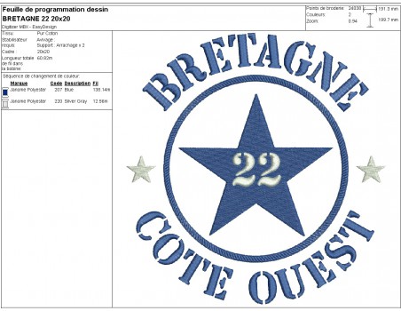 machine embroidery design department 22 of Bretagne