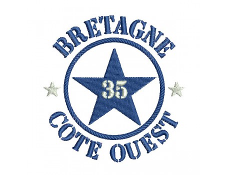 Motif de broderie  machine  étoile département 35 Bretagne